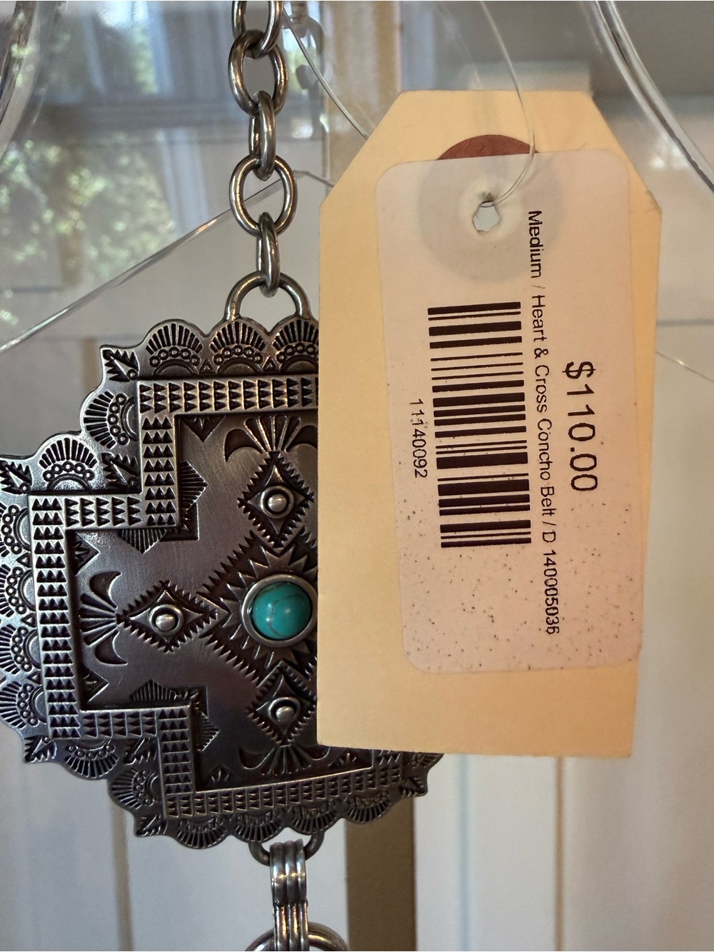 Silver-Tone Concho Belt with Turquoise Accents AR Western Wear - Picture 2 of 3